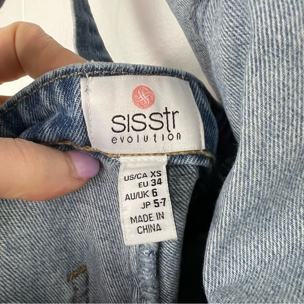Sisstr Evolution Denim Overalls Cropped Wide Leg Jeans Light‎ Wash XS - Picture 7 of 7